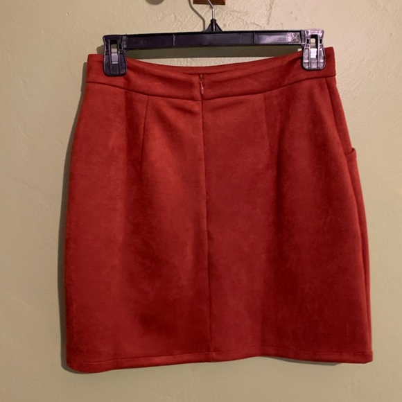 katiewens Women's Lace Up Bodycon Faux Suede A Line Mini skirt - Picture 2 of 2